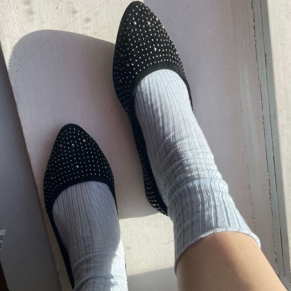 Sparkly 🪩🖤 Black Studded ballet Flats